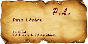 Petz Lóránt névjegykártya